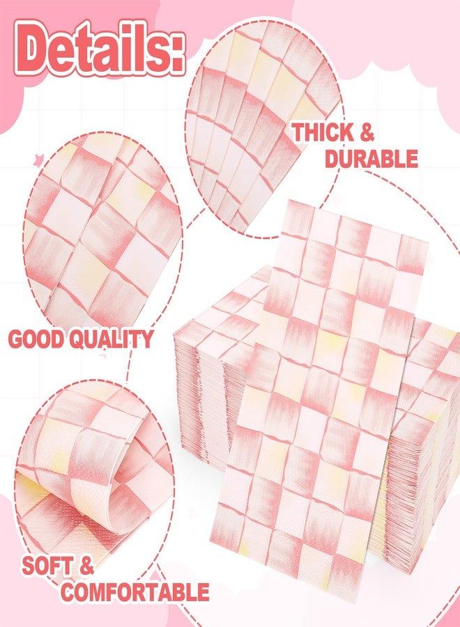 JarThenaAMCS مناديل جارثينا إيه إم سي إس، 100 قطعة، بنقشة مربعات وردية فاتحة، مناديل ورقية للاستخدام مرة واحدة، مناسبة للعشاء، مناشف ورقية، مثالية للحمام، حفلات الزفاف، أعياد الميلاد، ولوازم المائدة. - Image 3